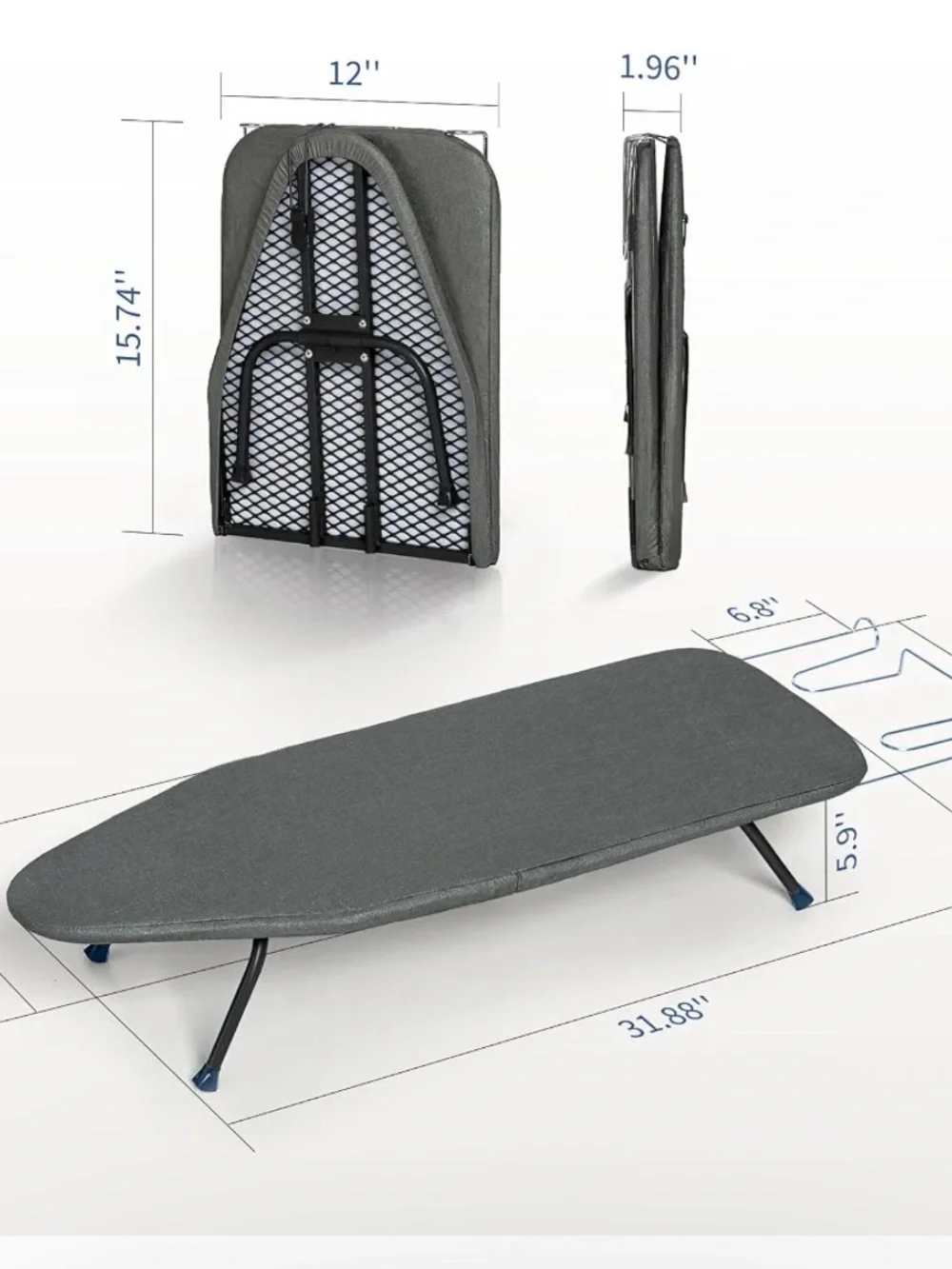 Portable Gray Folding Ironing Board - Travel & Small Space